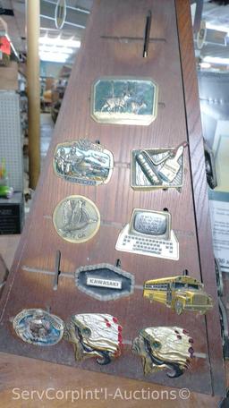 Lot Of Window Unit Filters, Belt Buckle, Tool Tower, Musical Water Glow Decor, Batteries, Sound Sign