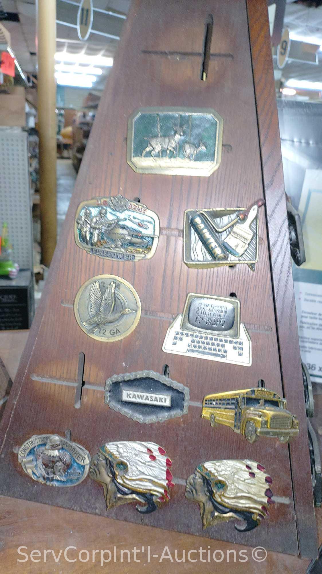 Lot Of Window Unit Filters, Belt Buckle, Tool Tower, Musical Water Glow Decor, Batteries, Sound Sign