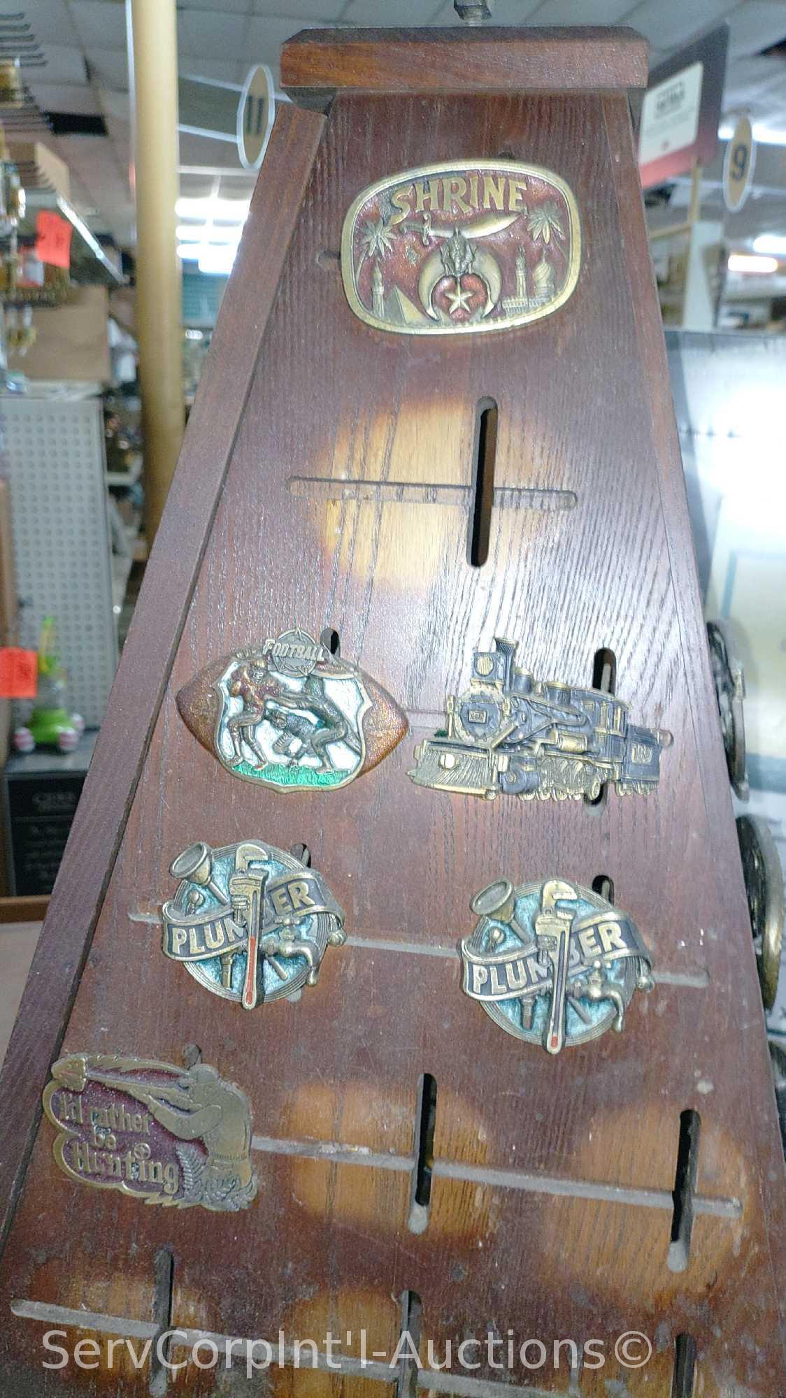 Lot Of Window Unit Filters, Belt Buckle, Tool Tower, Musical Water Glow Decor, Batteries, Sound Sign