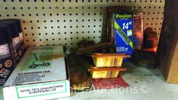 Lot Of Non-Stick Spray, Slick Battery Cleaner, Sharpening Kit, Arnold Grease Guns, Blade Clamps,