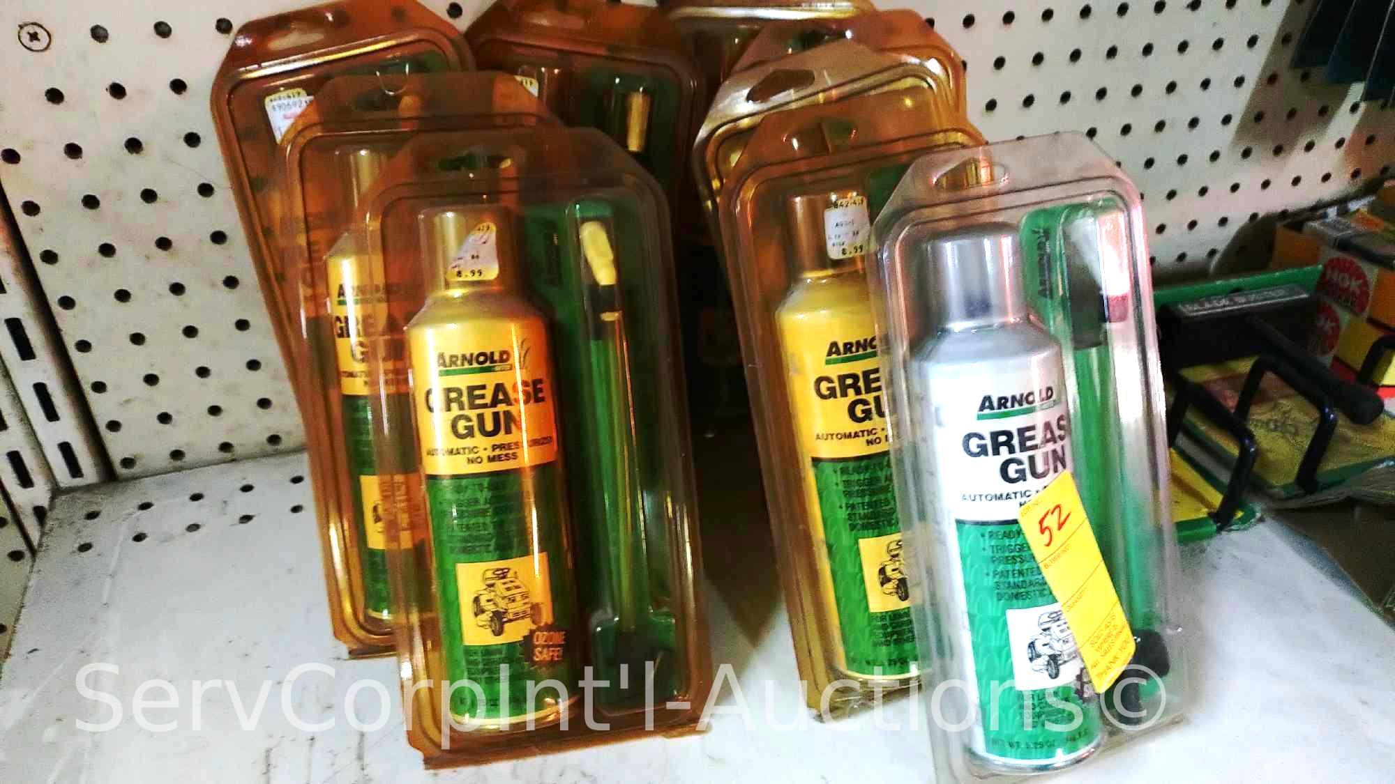 Lot Of Non-Stick Spray, Slick Battery Cleaner, Sharpening Kit, Arnold Grease Guns, Blade Clamps,