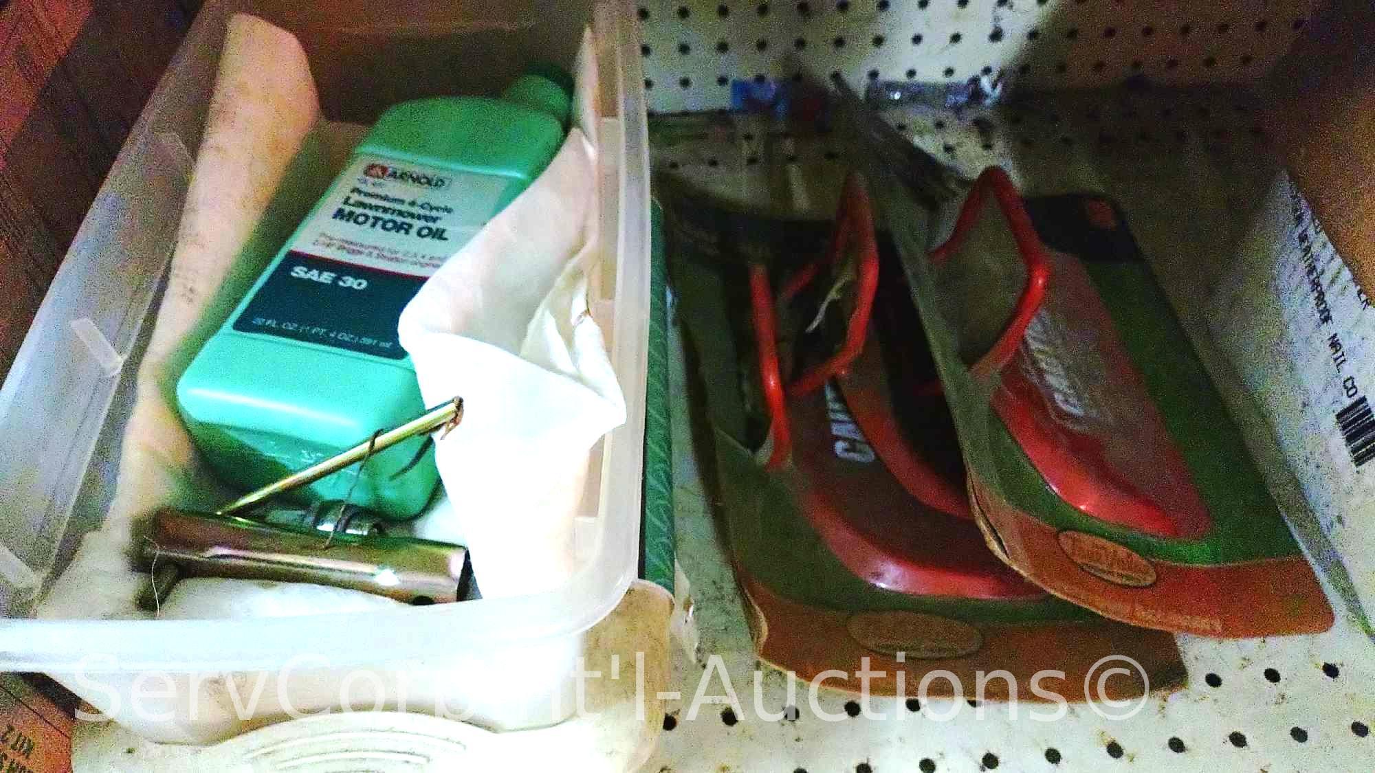 Lot Of Non-Stick Spray, Slick Battery Cleaner, Sharpening Kit, Arnold Grease Guns, Blade Clamps,