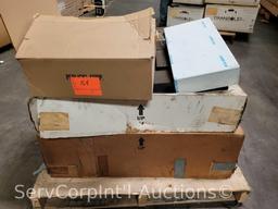 Lot on Pallet of Viking V1PR161RSS 36" Downdraft Ventilator, 2 Hood Controls, Downdraft Brackets