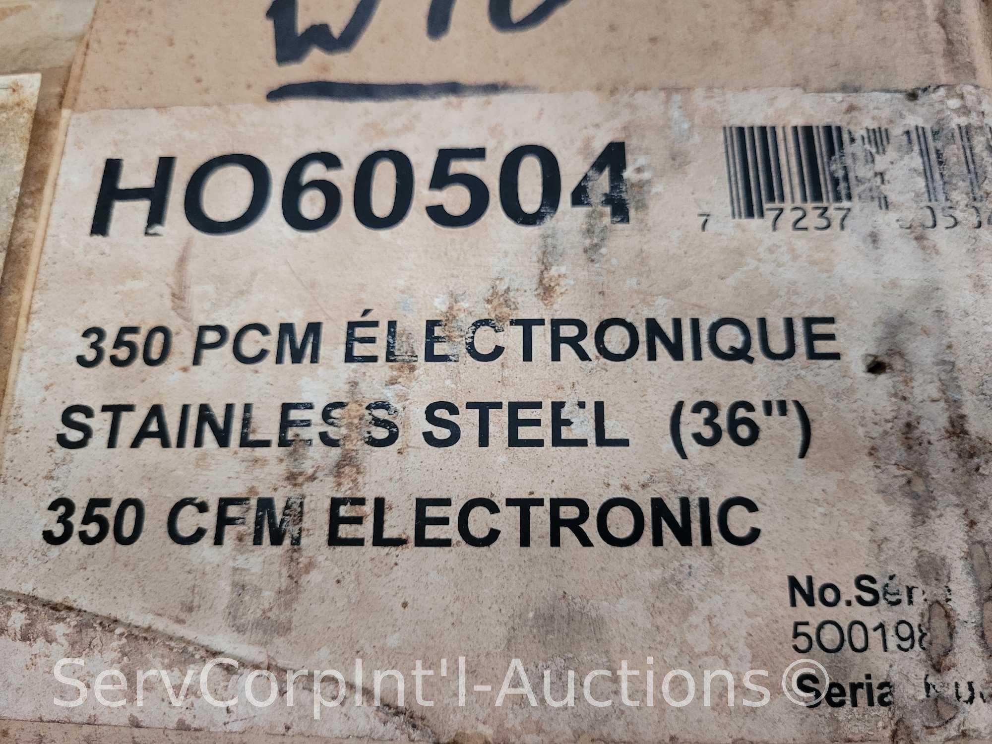 Lot on Pallet of 6 Venmar 36" Range Hoods (3 Out of Packaging), Broan 36" Range Hood, Black 32"