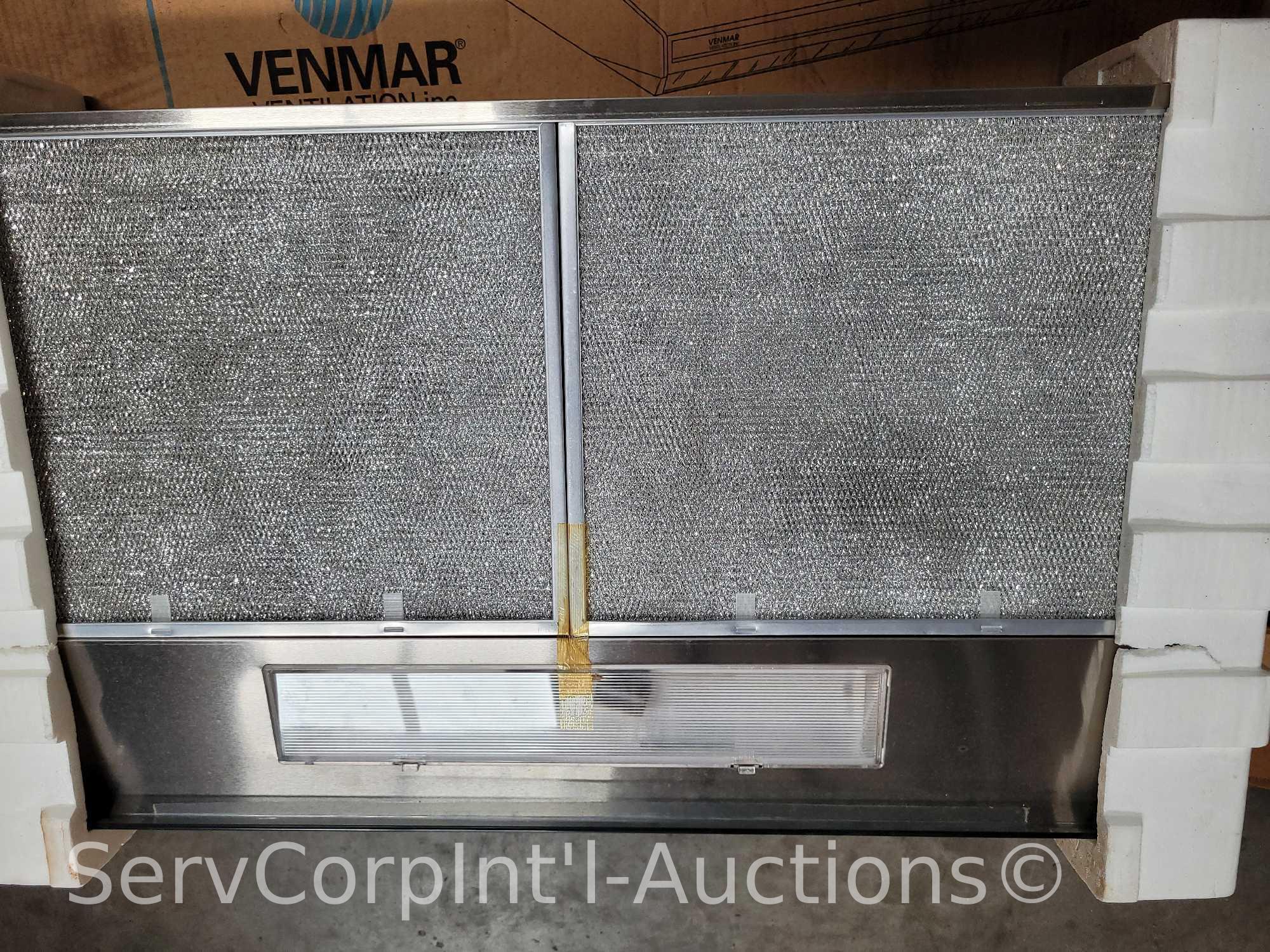 Lot on Pallet of 6 Venmar 36" Range Hoods (3 Out of Packaging), Broan 36" Range Hood, Black 32"