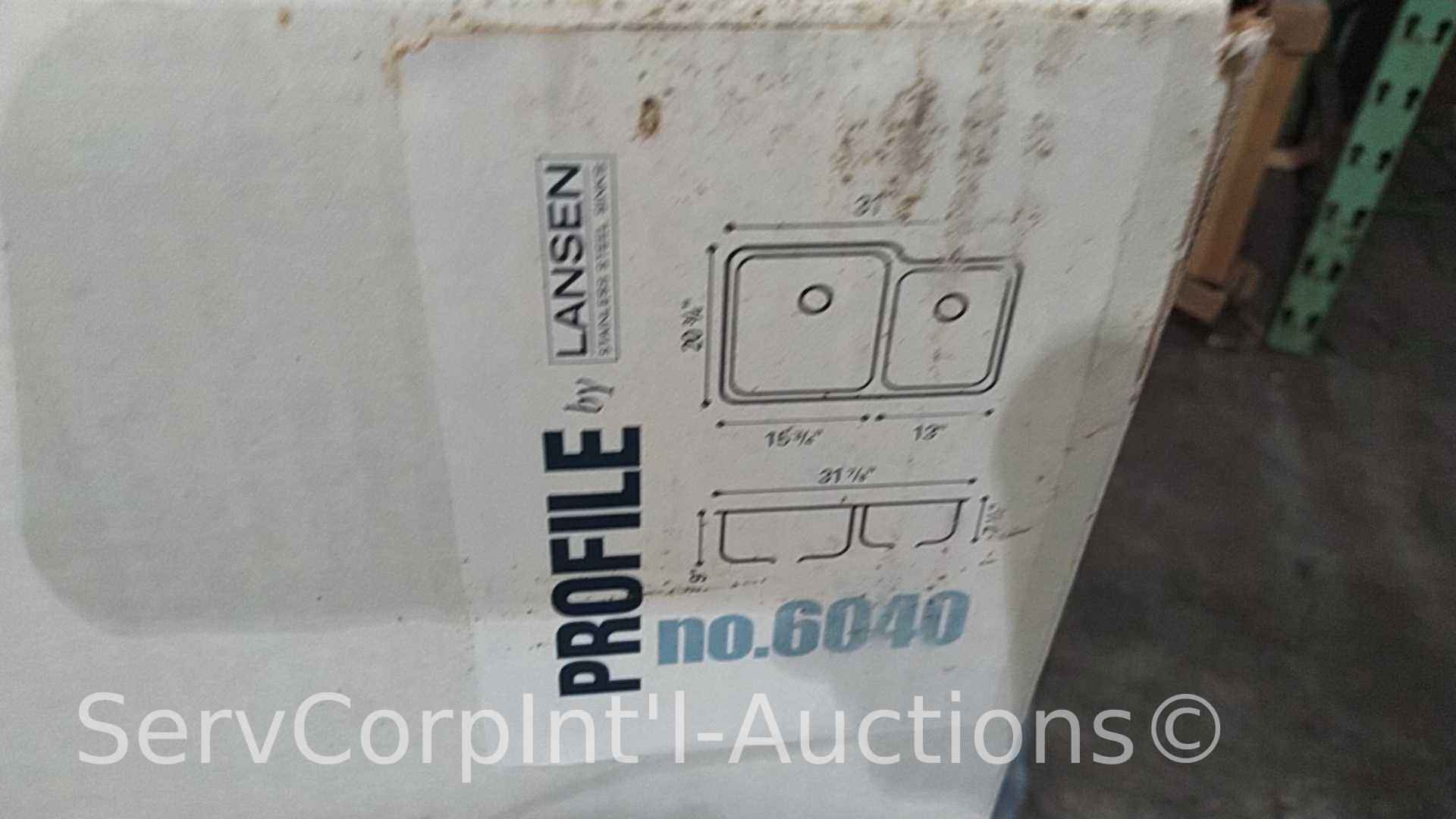Lot on Pallet of 6 Lansen Profile 6040 Stainless Sinks, 1 Lansen Profile 7030 Sink