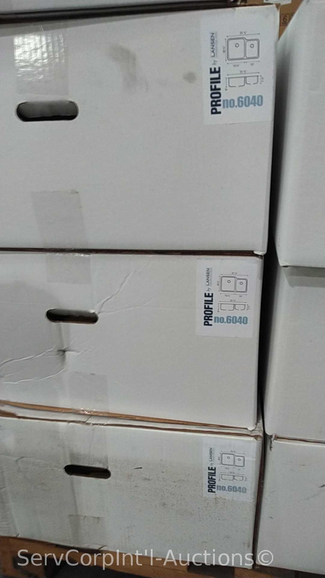 Lot on Pallet of 6 Lansen Profile 6040 Stainless Sinks, 1 Lansen Profile 7030 Sink