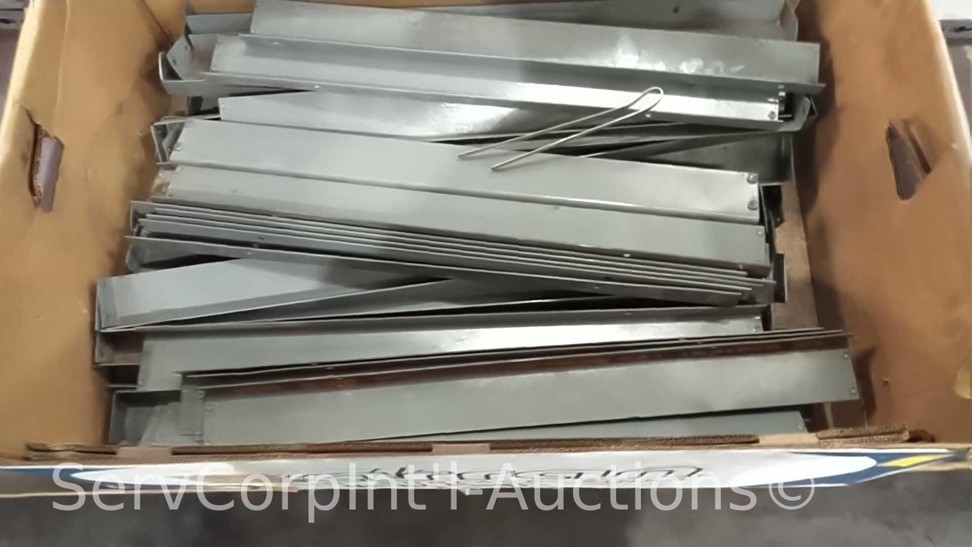 Lot on 2 Pallets of Grey Metal Shelving Unit with Shelving Boards