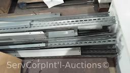 Lot on 2 Pallets of Grey Metal Shelving Unit with Shelving Boards