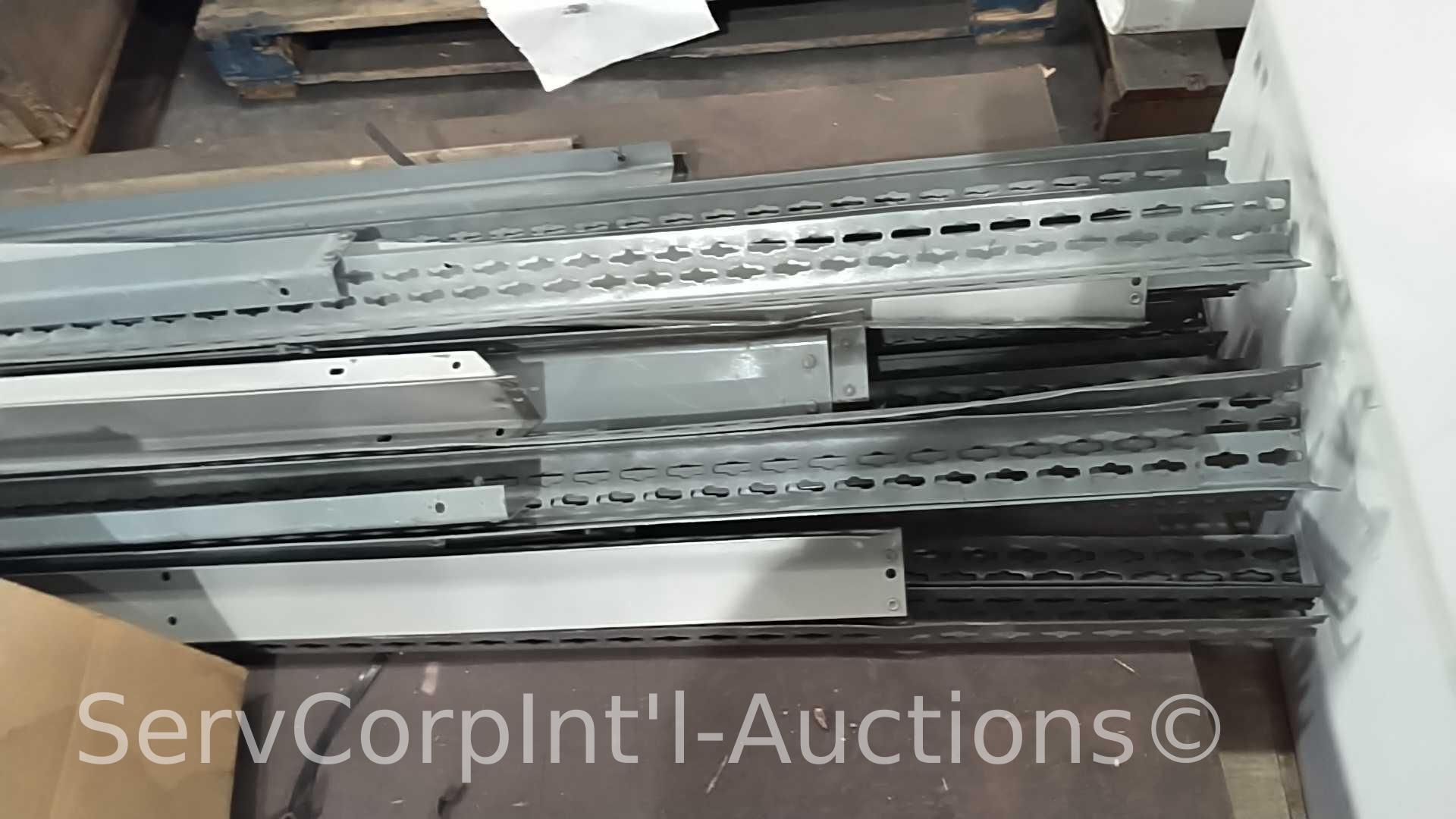 Lot on 2 Pallets of Grey Metal Shelving Unit with Shelving Boards