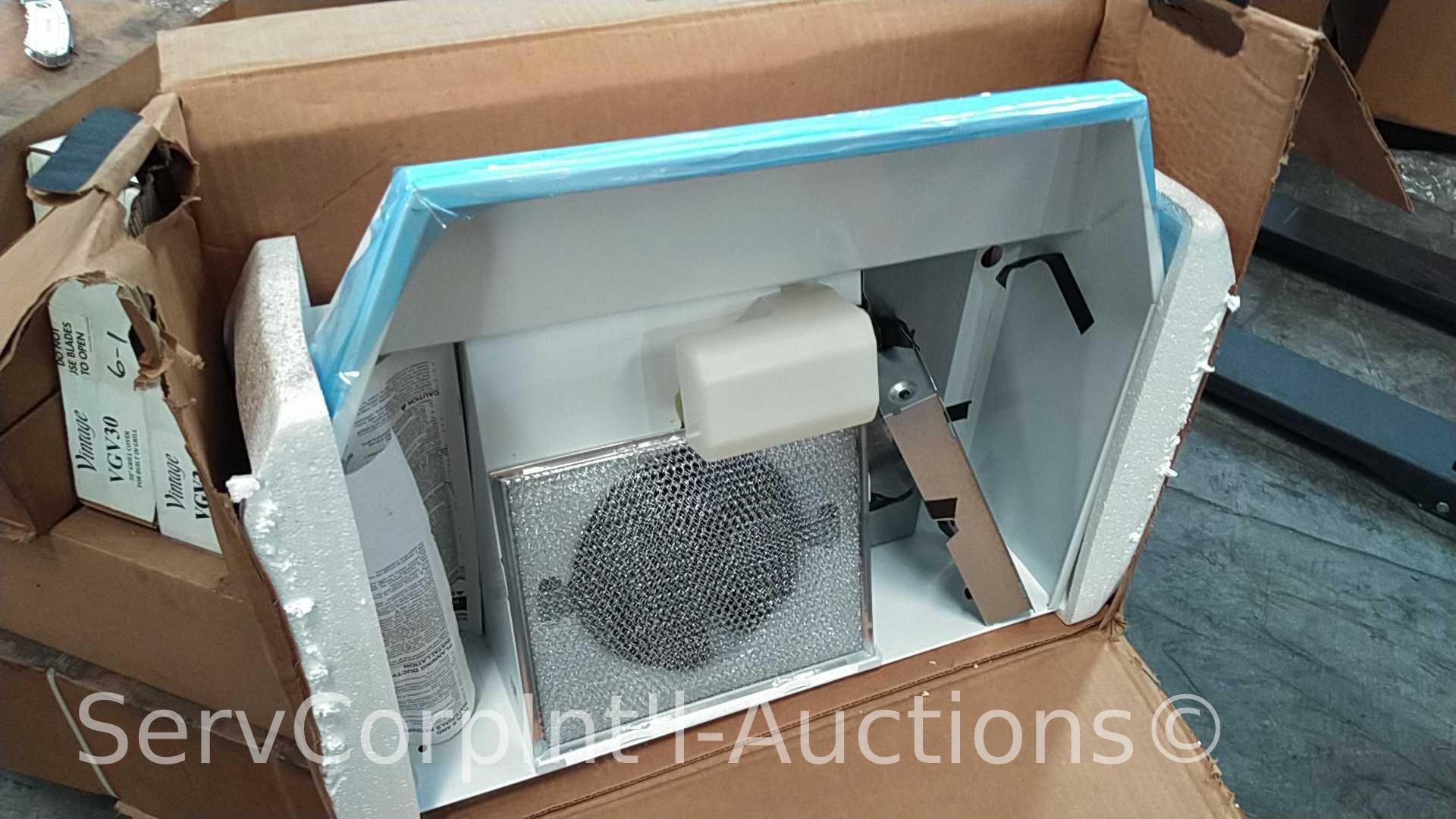 Lot on Pallet of 2 Broan 402101 21" Range Hoods, 27" Replacement Hood Cover, Franke Single Display,