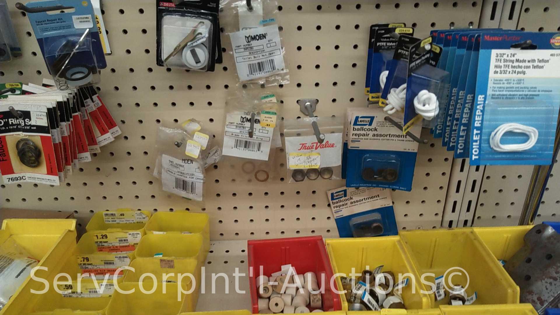 Lot of Various Sink Hardware: Shut Off Valves, O-Rings, Shank Nuts, Straight Fittings, Sink Hole