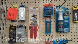 Lot of Various Blades, Tile Cutters, Caulk, Window Glazing, Tile Sealer, Tile Spacers, Glazier