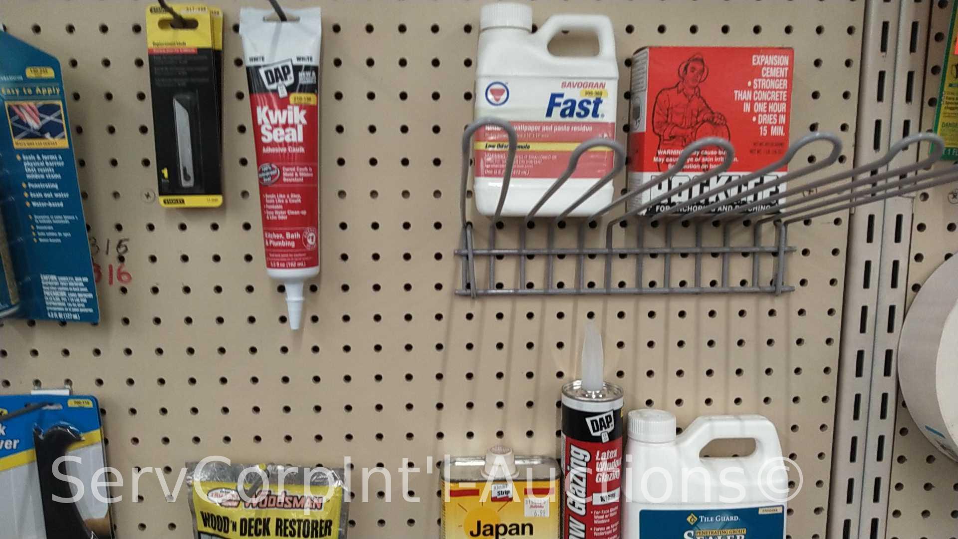 Lot of Various Blades, Tile Cutters, Caulk, Window Glazing, Tile Sealer, Tile Spacers, Glazier
