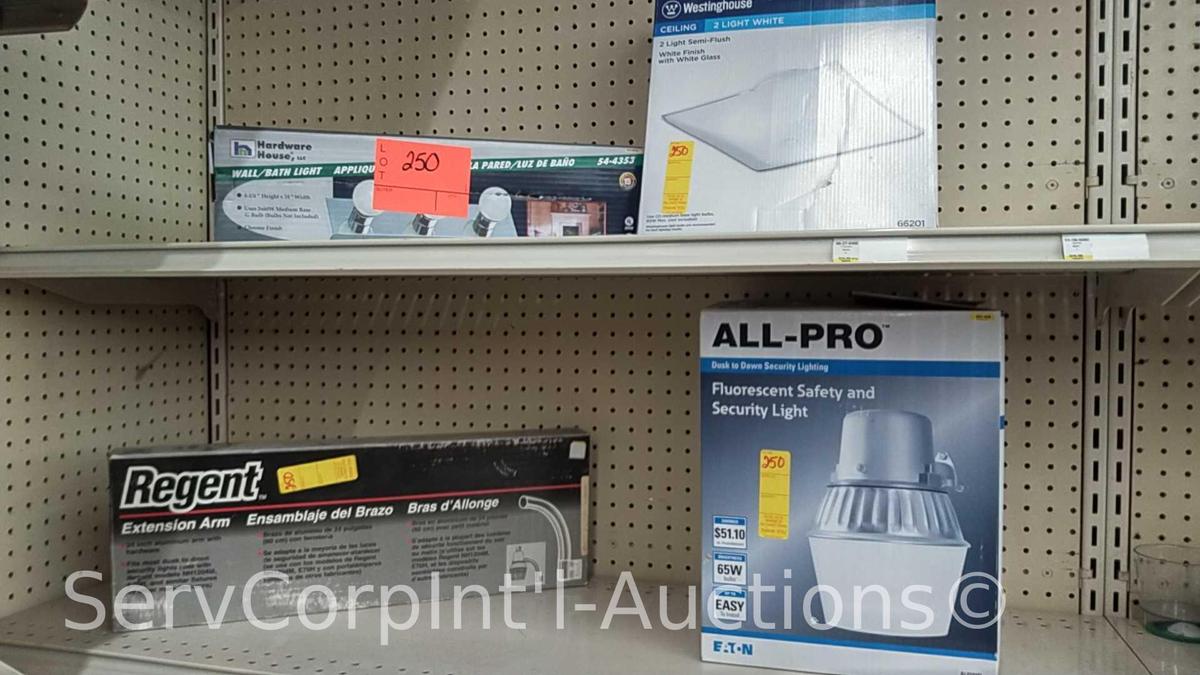 Lot of Ceiling Light Fixtures, Bath Wall Light Fixture, Fluorescent Security Light, Security Light