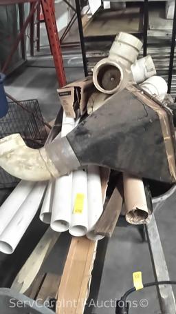 Lot of Various PVC Pipe/Fittings, Electrical Wire, Wheelbarrow