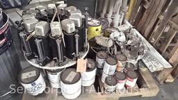 Lot on Pallet of Various Paint, Paint Mixer, Paint Shaker