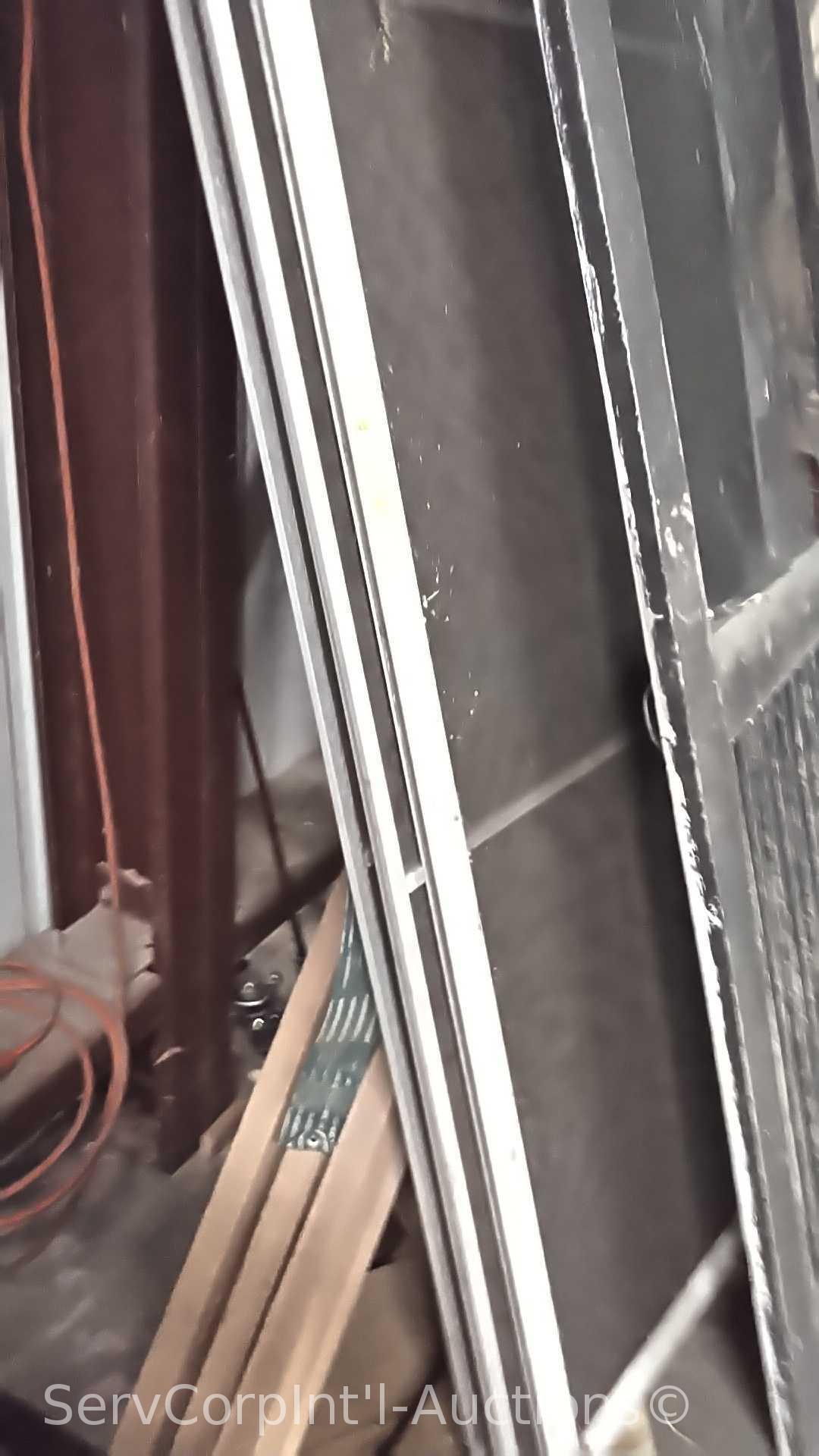 Lot of Various Window Screens, Screen Door, Roofing Joists, 15' Conveyor Roller