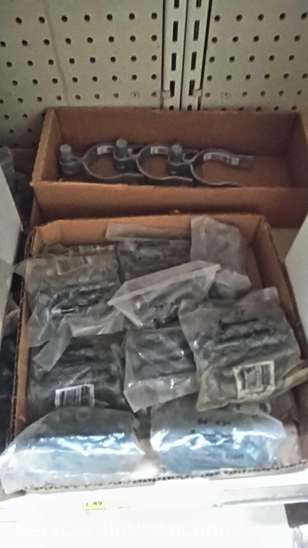 Lot of Various Fencing Material: Rail Ends, Gate Elbows, Brace Bands, Walk Gate hardware, Carriage