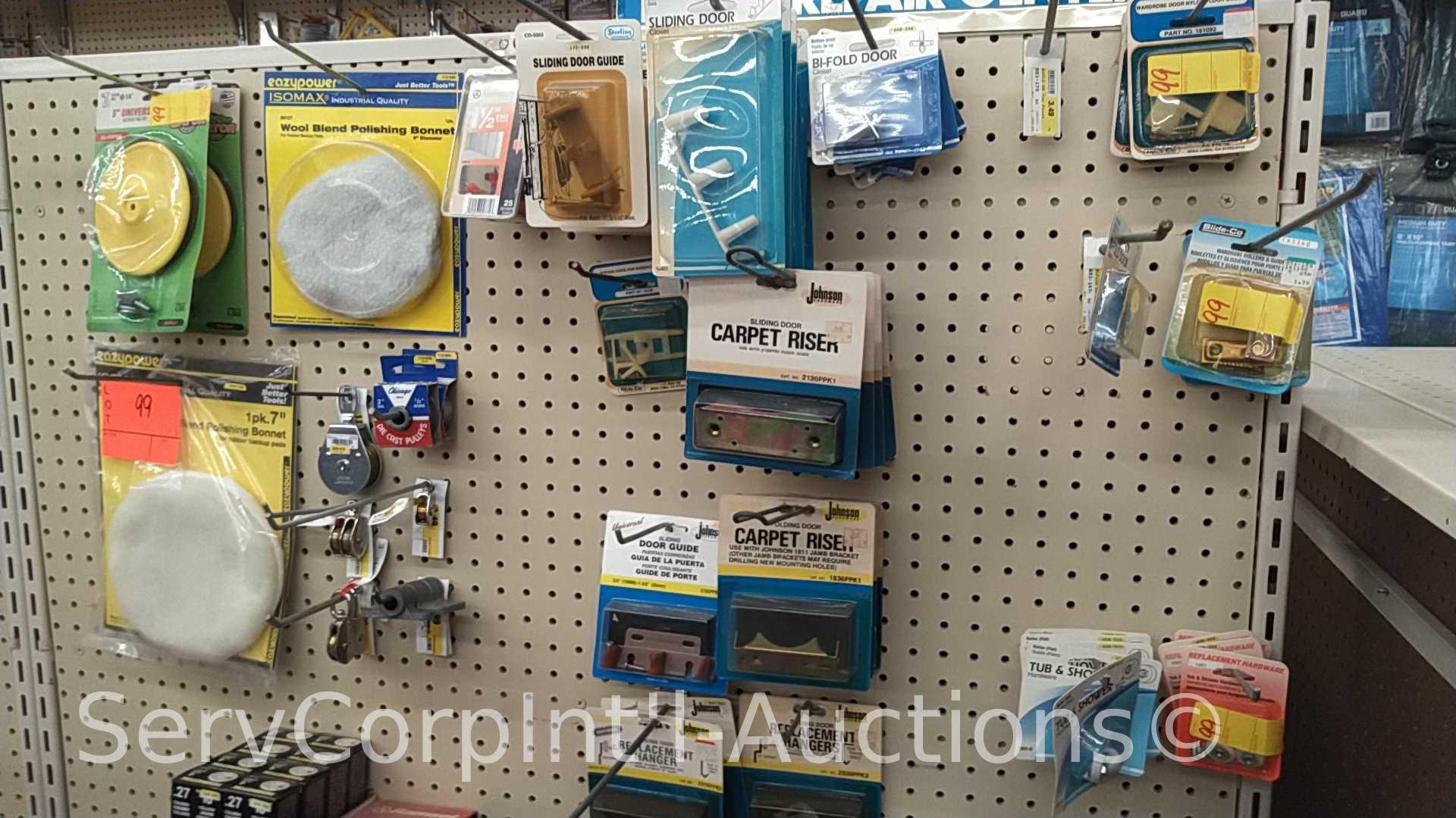 Lot of Various Backer Pad Kits, Polishing Bonnets, Die Cast Pullies, Door Guides, Carpet Risers,