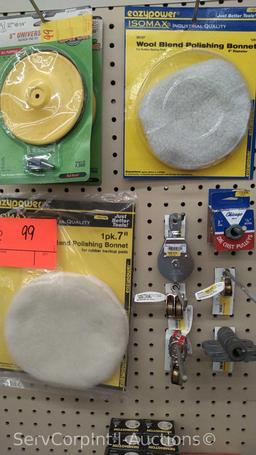 Lot of Various Backer Pad Kits, Polishing Bonnets, Die Cast Pullies, Door Guides, Carpet Risers,