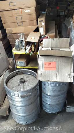 Lot of 2 Beer Kegs, Impact Sockets, Drill Bits, Leak Detector, Klein Cutters, Hydraulic Toe jack