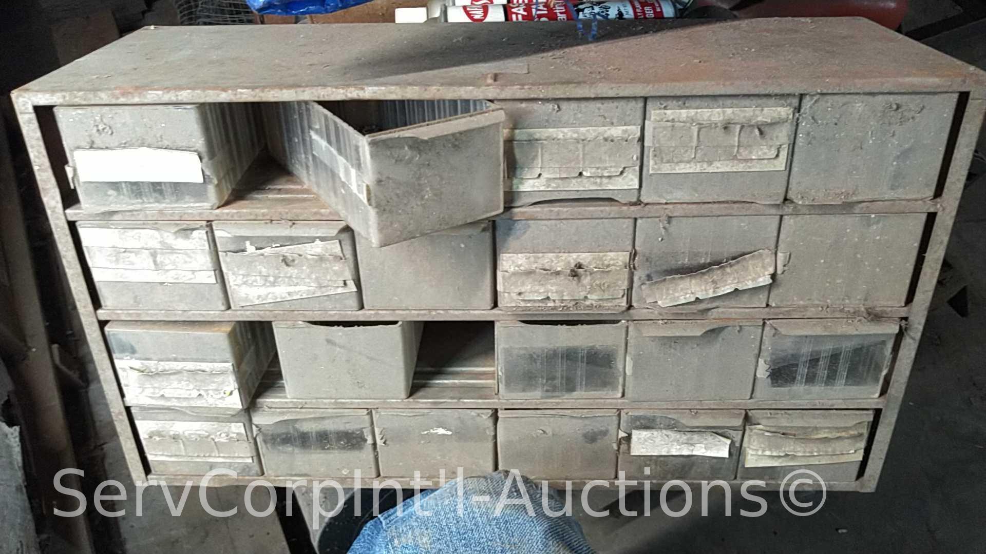Lot on Pallet of Starting Fluid, Mower Seat, Gas Can, Tarp, Bug Zapper, Rock Changer, Homemade Wire