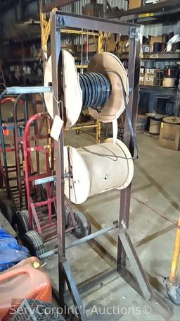 Lot on Pallet of Starting Fluid, Mower Seat, Gas Can, Tarp, Bug Zapper, Rock Changer, Homemade Wire