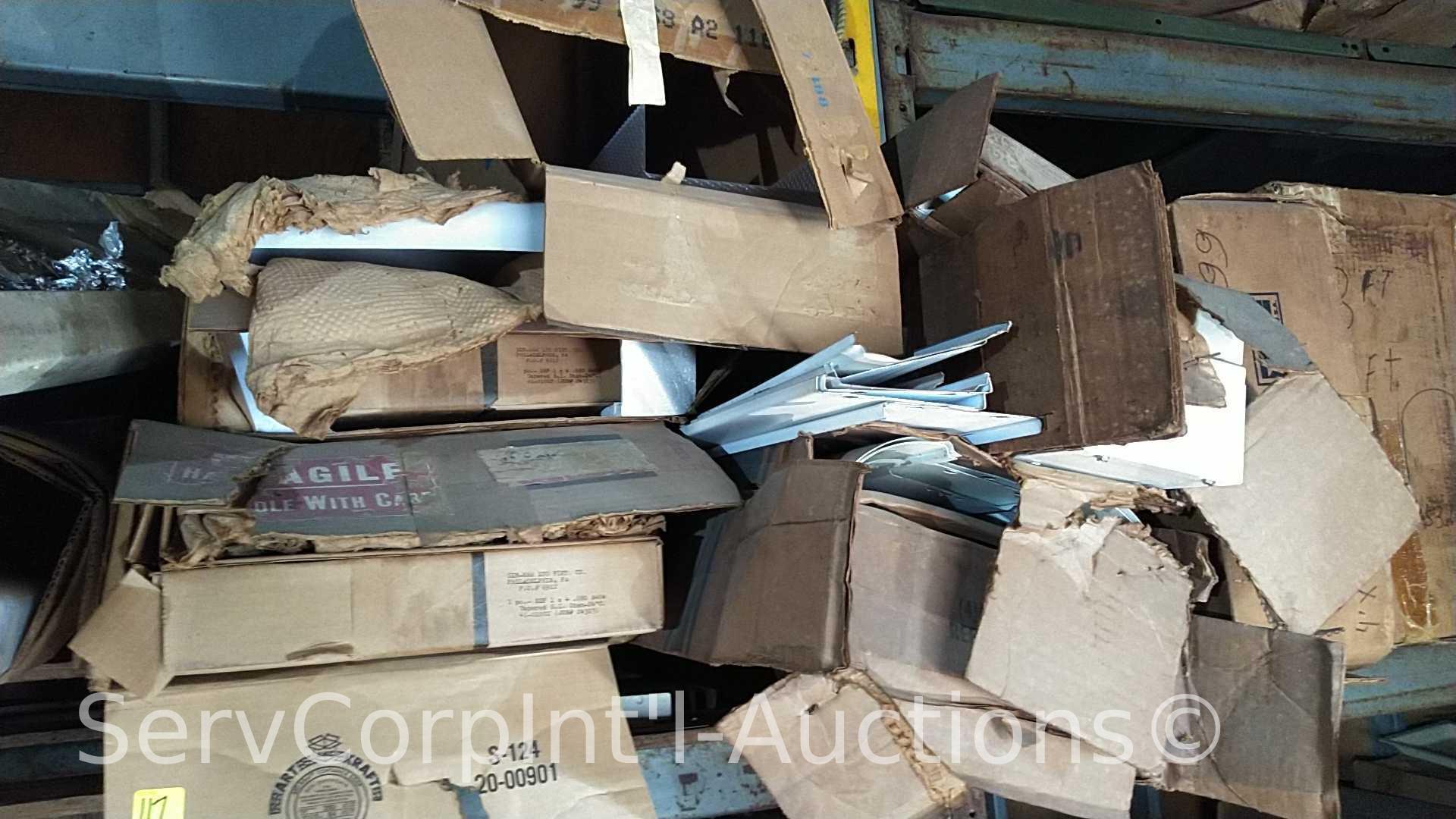 Lot on Pallet Racking of Various Fluorescent Light Fixture Cover Replacement & Fluorescent Metal