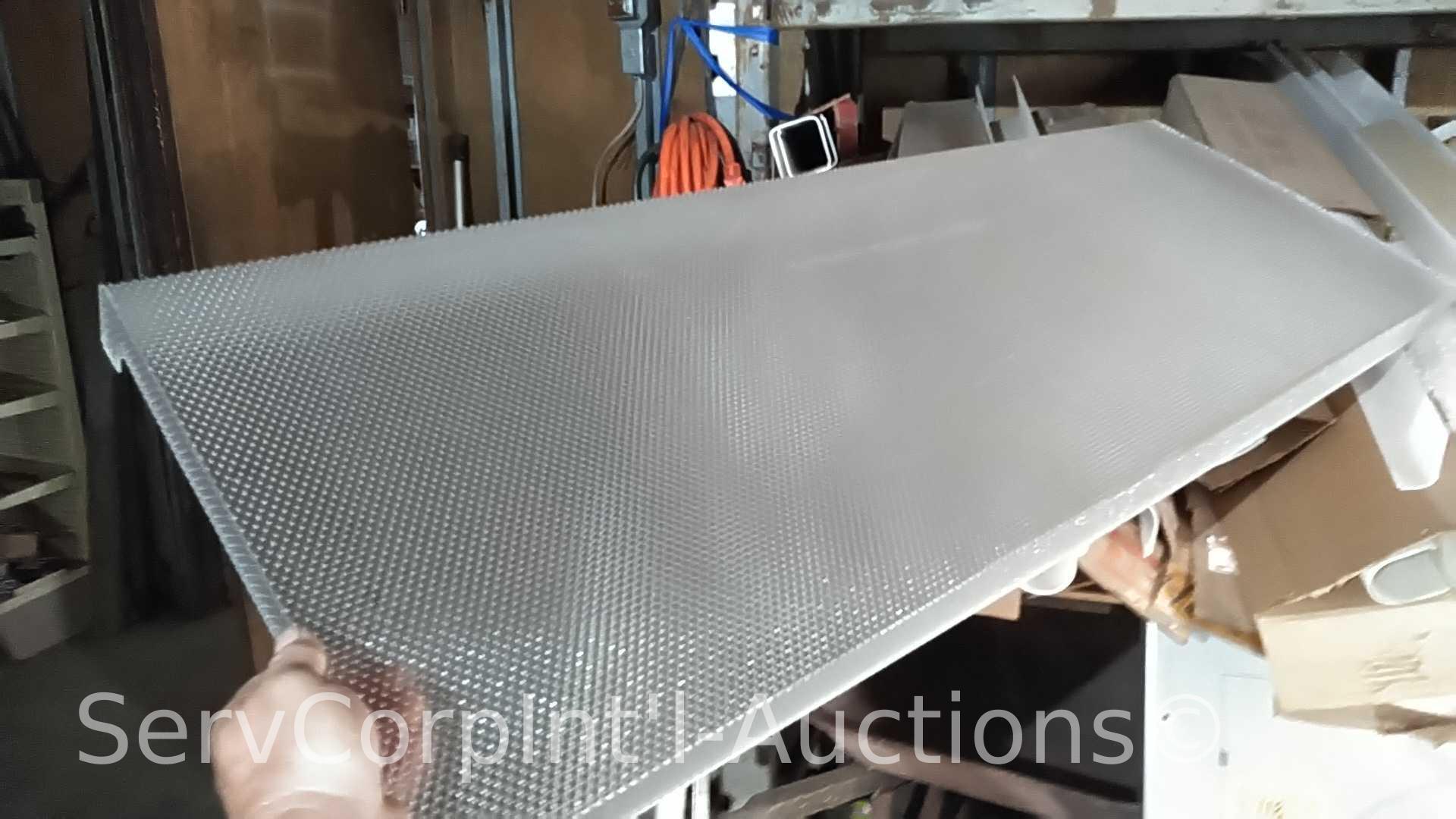 Lot on Pallet Racking of Various Fluorescent Light Fixture Cover Replacement & Fluorescent Metal