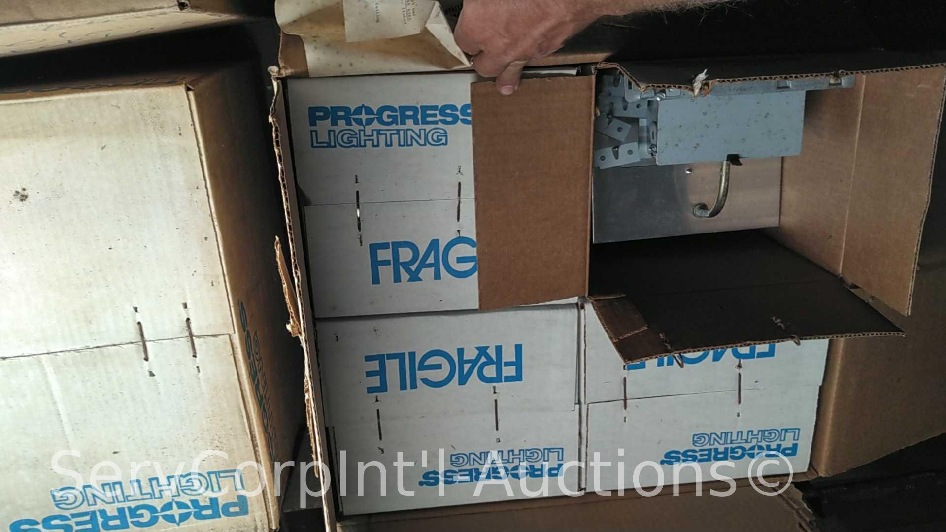 Lot on 2 Pallets of Various Therma-Guards, Light Fixture Globes, Recessed Lighting Boxes