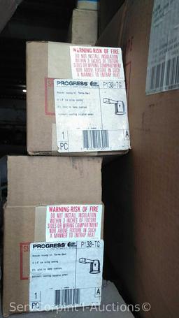 Lot on 2 Pallets of Various Therma-Guards, Light Fixture Globes, Recessed Lighting Boxes