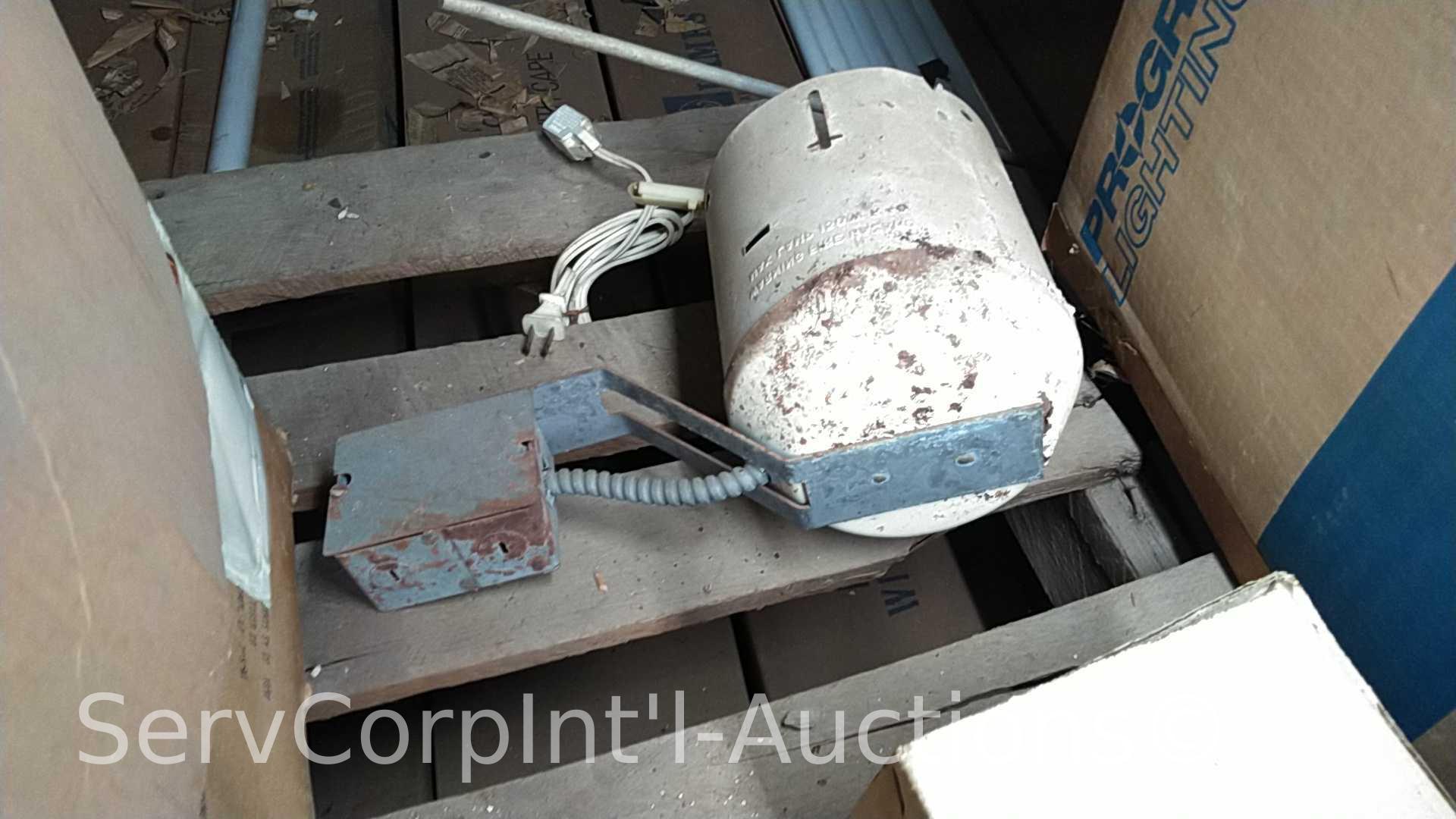 Lot on 2 Pallets of Various Therma-Guards, Light Fixture Globes, Recessed Lighting Boxes