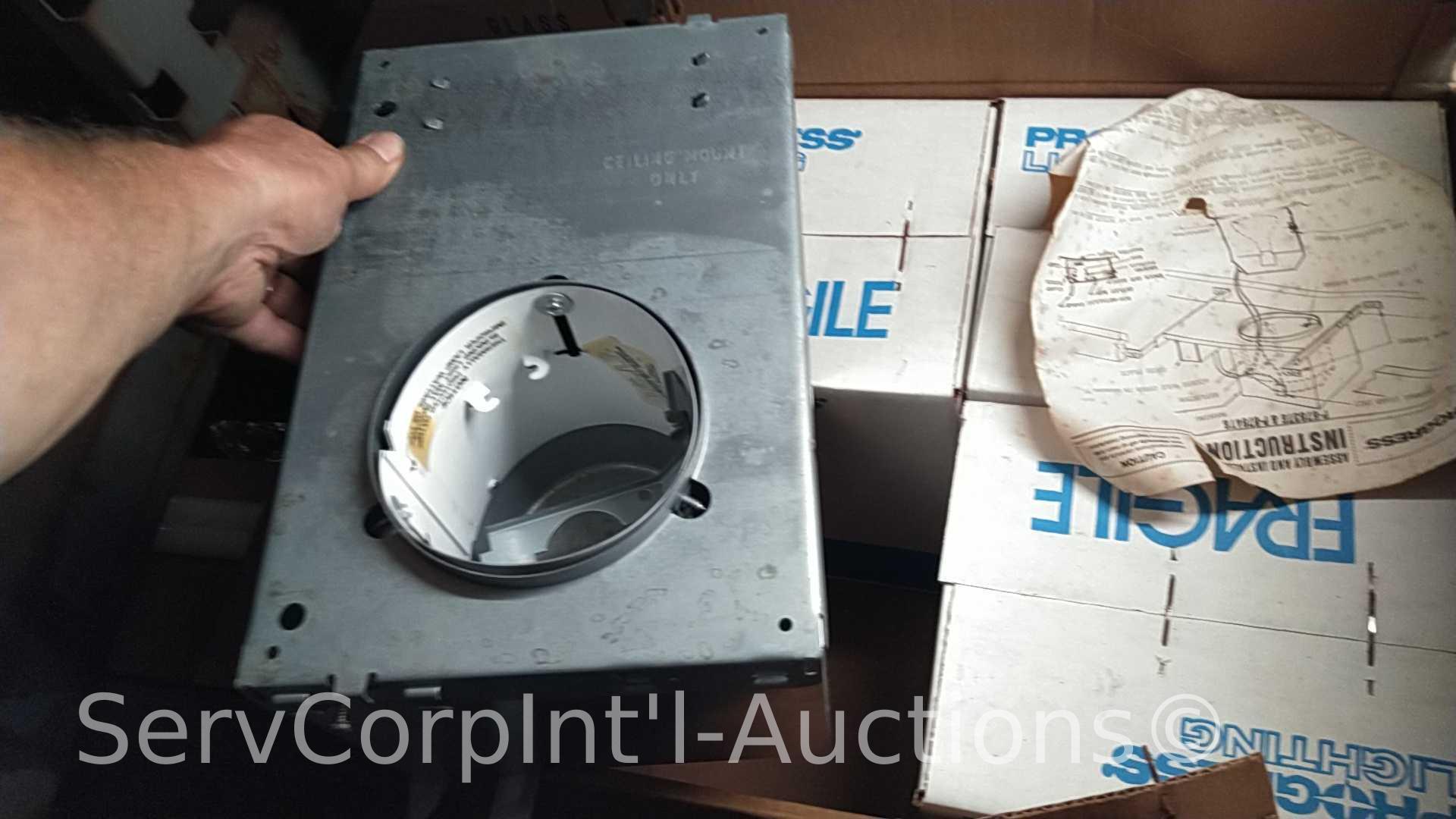 Lot on 2 Pallets of Various Therma-Guards, Light Fixture Globes, Recessed Lighting Boxes