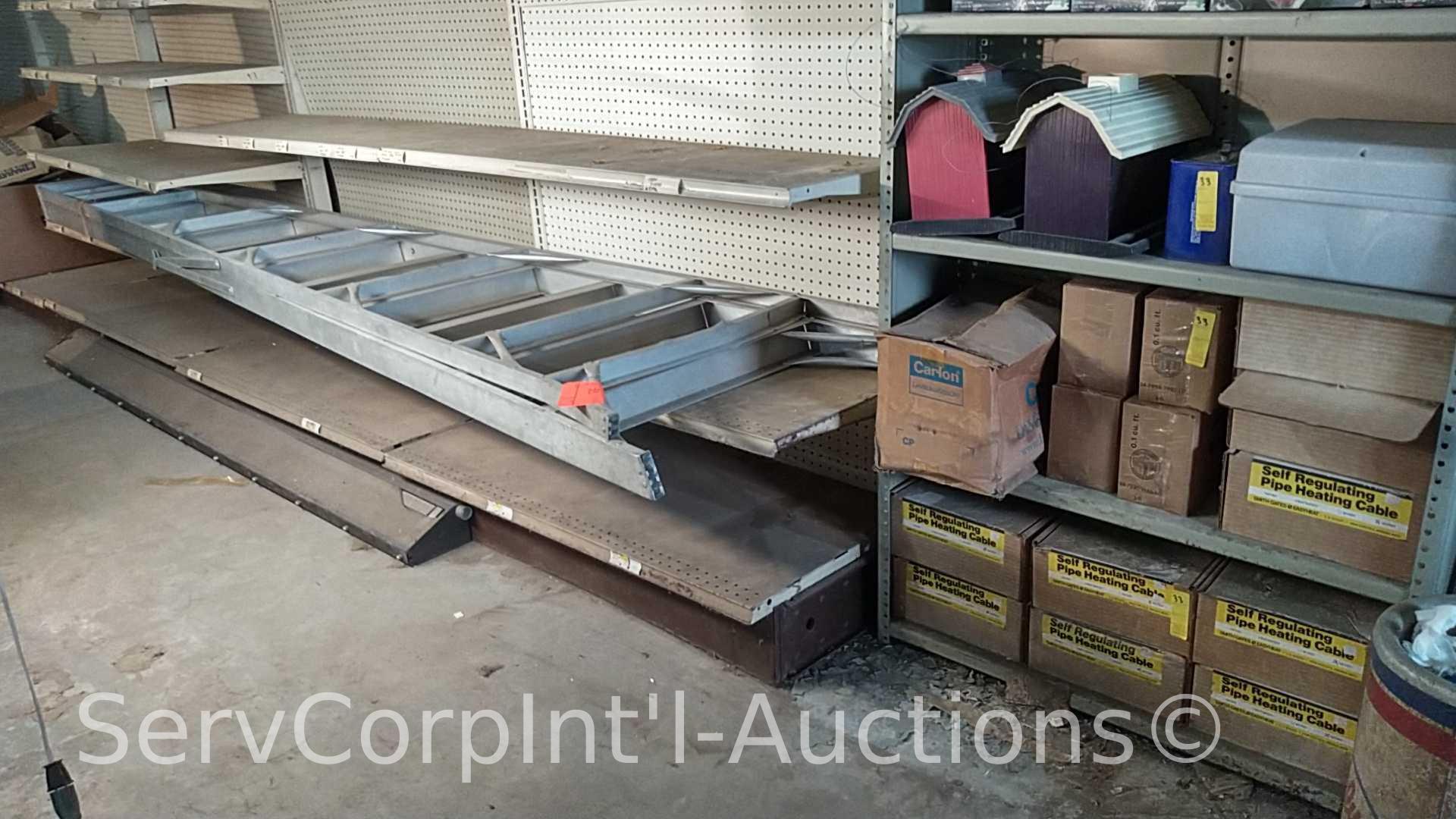 Lot on Shelves of Various Pipe Heating Cables, Ice Cream Makers, Bird Houses, Heating Pads, Dog
