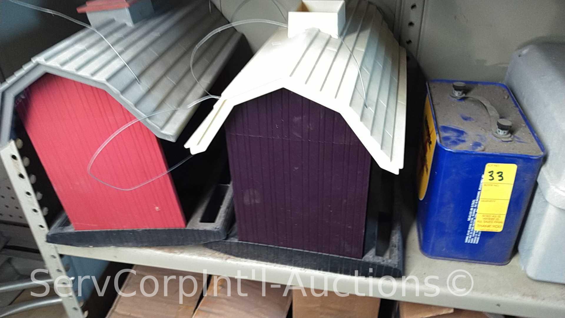 Lot on Shelves of Various Pipe Heating Cables, Ice Cream Makers, Bird Houses, Heating Pads, Dog