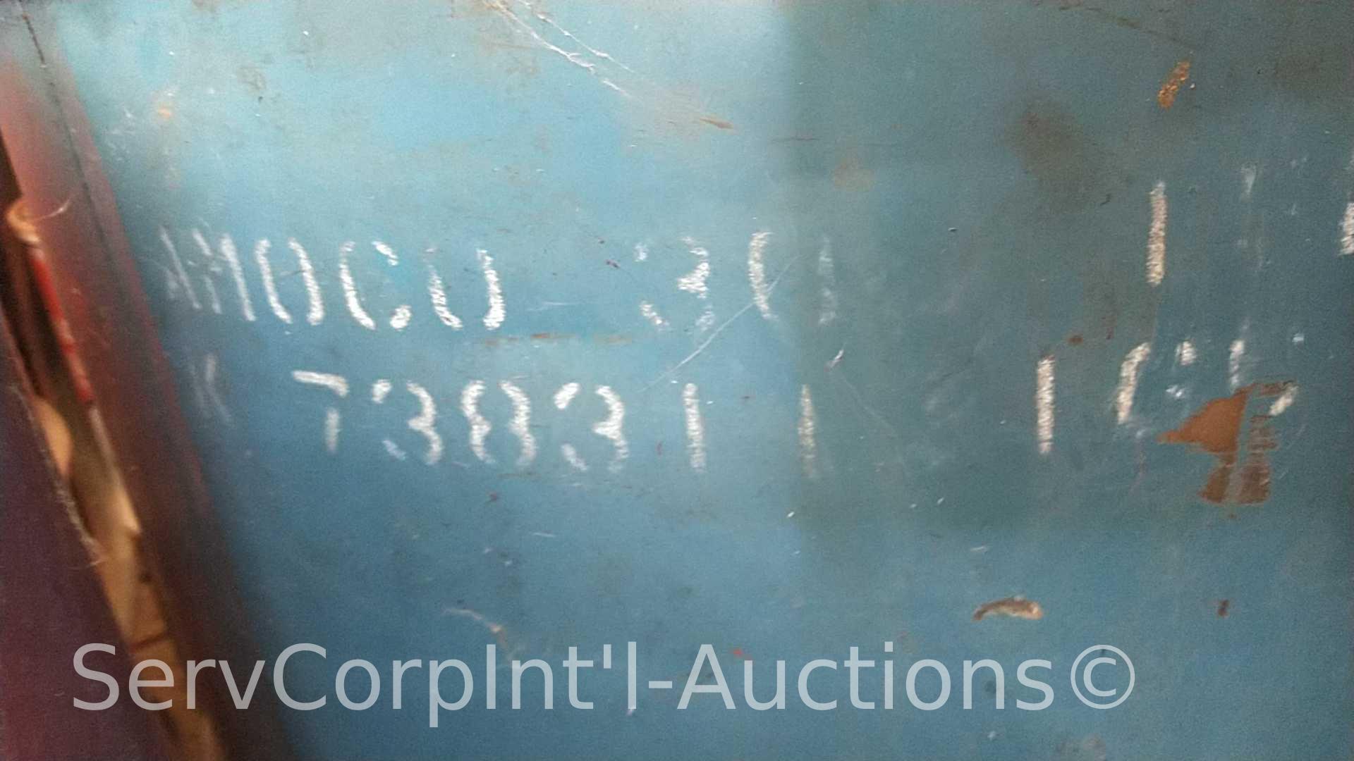 Lot on Pallet of Various Oil Drums, Oil Pump, Torch Hoses with Gauges