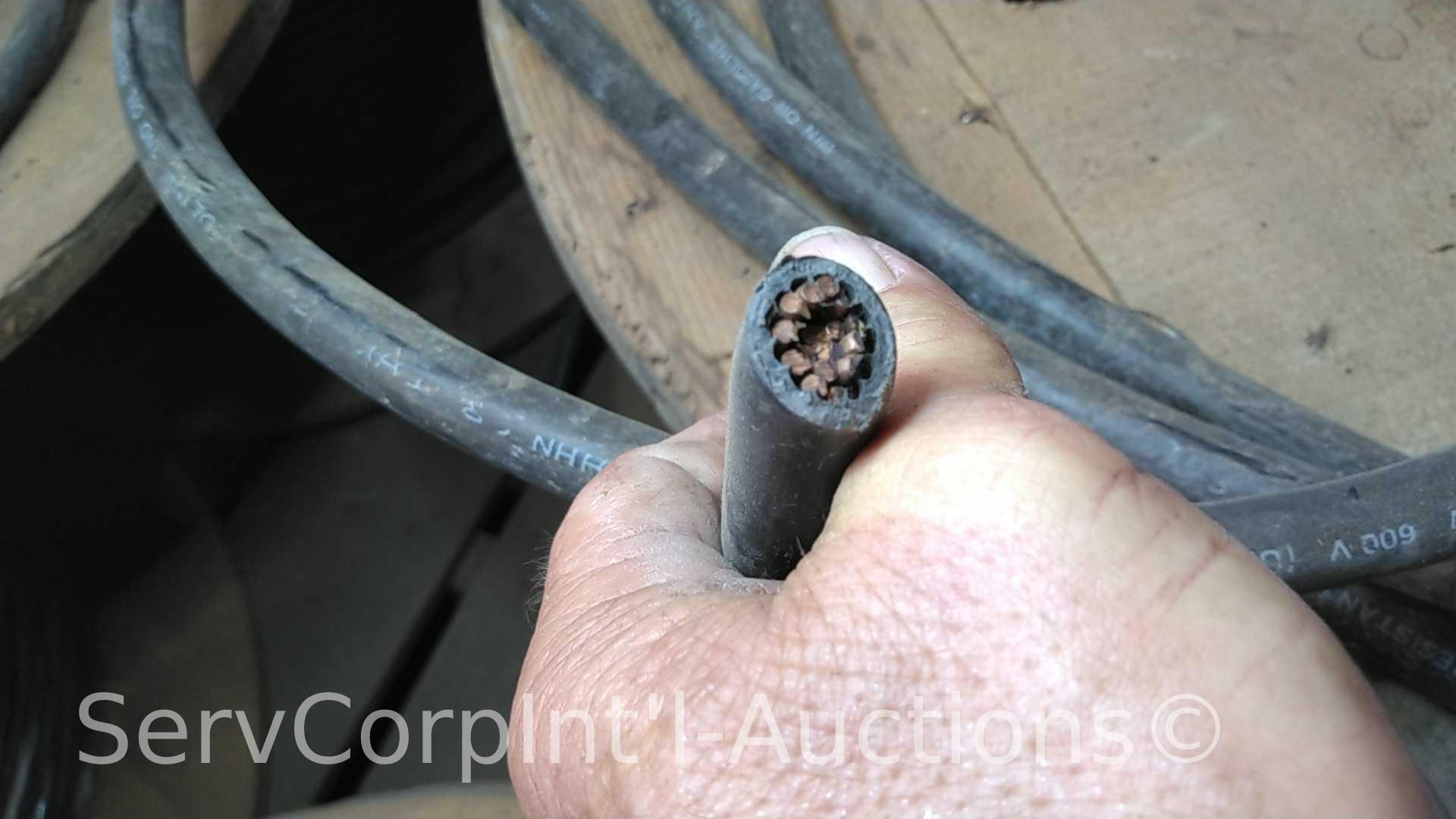 Lot on Pallet of Various Spools of High Volt Electrical Wire