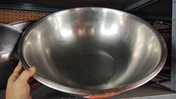 Lot on Shelf of 5 Various Stainless Bowls