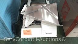 Lot on Floor of Pitney Bowes Letter Opener, Martin Yale Auto Folder, Picture Frames, Monitor