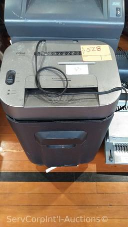 Lot of Comb Bind C500, Comb Bind C110e, Boston Paper Cutter, Ativa At-Mc1000 Shredder, GBC 32205