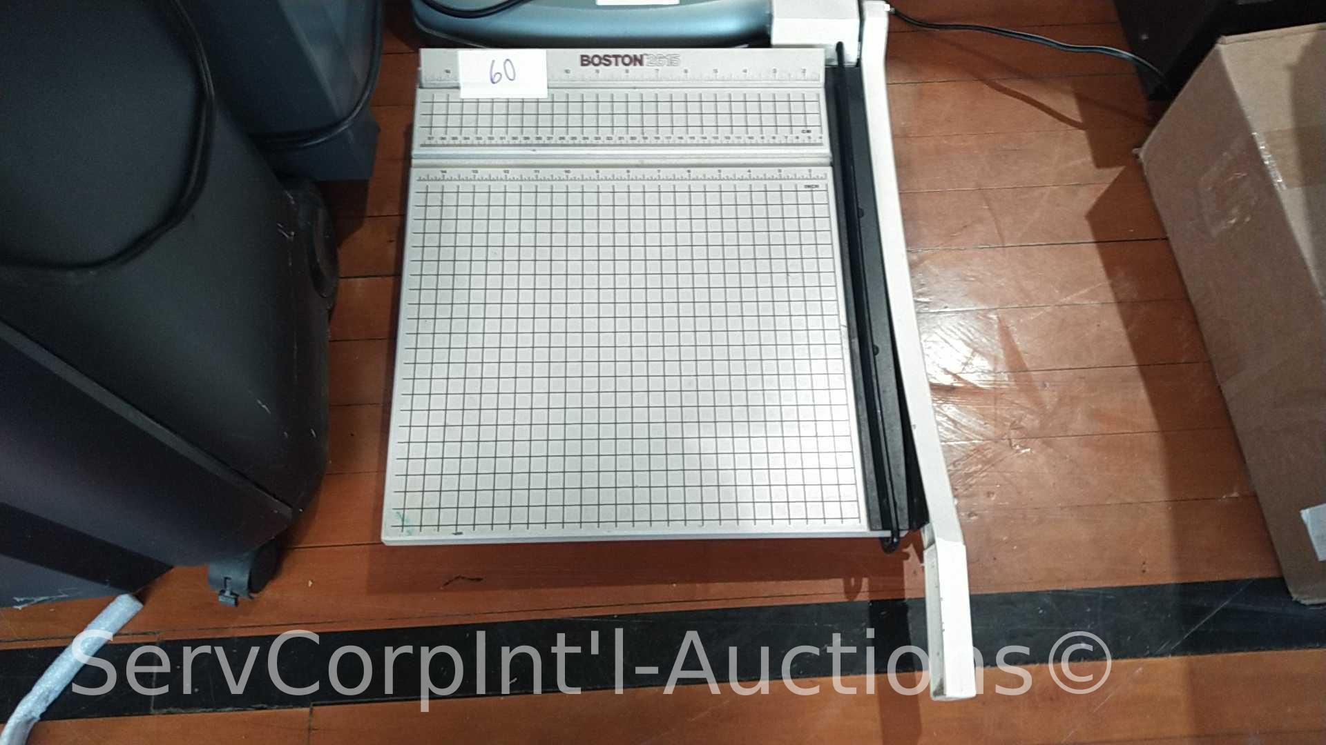 Lot of Comb Bind C500, Comb Bind C110e, Boston Paper Cutter, Ativa At-Mc1000 Shredder, GBC 32205