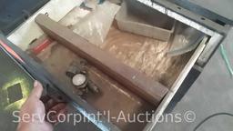 Lot of 7' x 4' Welders Table, 3-Drawer Metal Storage Cabinet with Contents of Gauges, Kunhua
