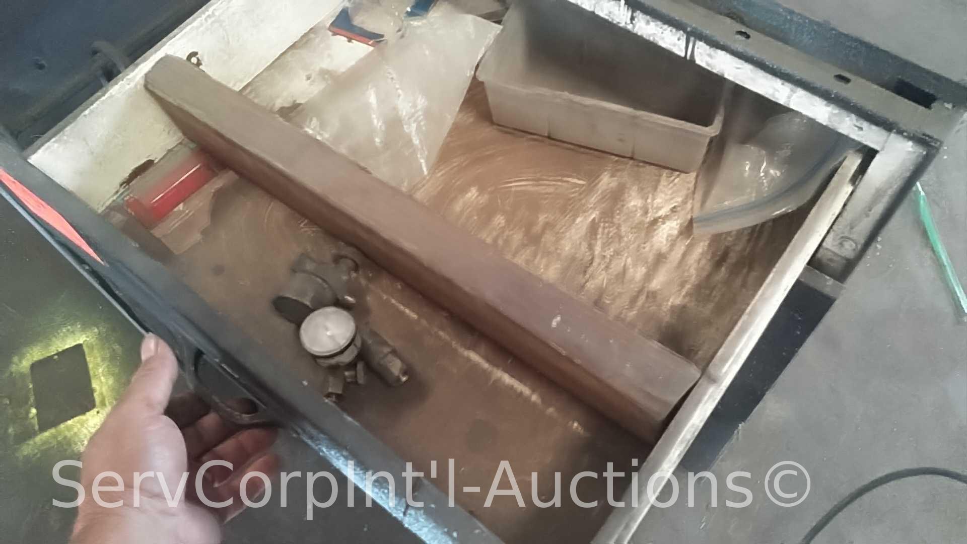 Lot of 7' x 4' Welders Table, 3-Drawer Metal Storage Cabinet with Contents of Gauges, Kunhua