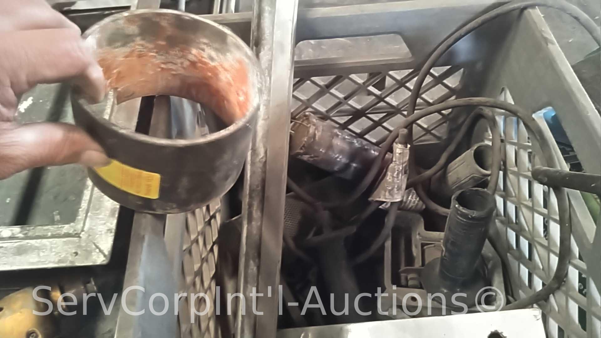 Lot of 7' x 4' Welders Table, 3-Drawer Metal Storage Cabinet with Contents of Gauges, Kunhua
