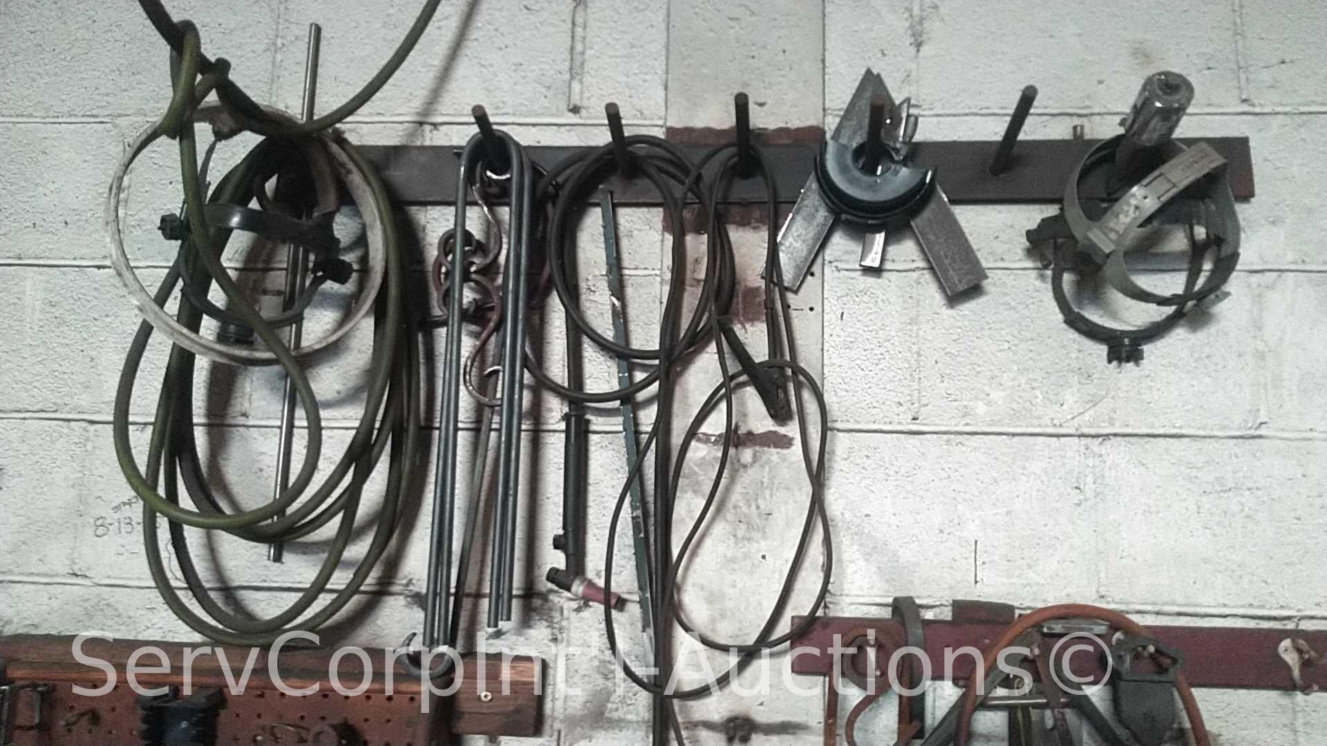 Lot of Homemade Table with Excellence Dorm Fridge, Various Homemade Welder Tools, Welder Square,