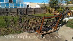 Homemade 4-Wheel Support Dolly with 2 Various Arched Wrought Iron Fencing
