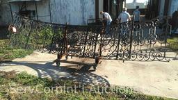 Homemade 4-Wheel Support Dolly with 2 Various Arched Wrought Iron Fencing