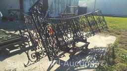 Homemade 4-Wheel Support Dolly with 2 Various Arched Wrought Iron Fencing
