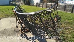 Homemade 4-Wheel Support Dolly with 2 Various Arched Wrought Iron Fencing